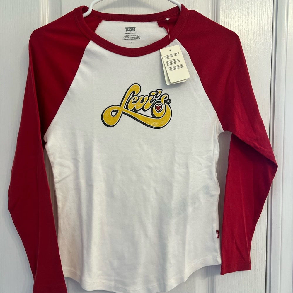 Levi's Red and White Long Sleeve Raglan Tee
